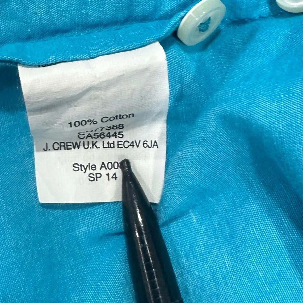J.Crew  Women’s  Quarter ‎ Button Ocean Blue Long Sleeve Shirt  Size S